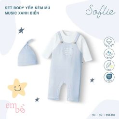 Bộ body dài tay kèm mũ cho bé sơ sinh